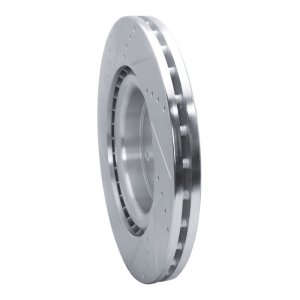 Subaru WRX Brake Rotor (1) - Front Right - R1 Concepts - Drilled & Slotted - Silver - `18-`25